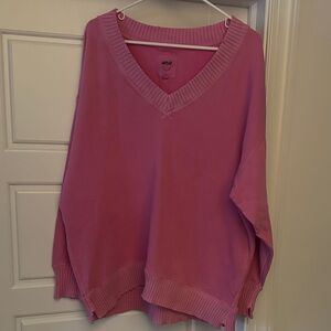 Aerie Women’s Pink V-Neck Oversized Sweatshirt
